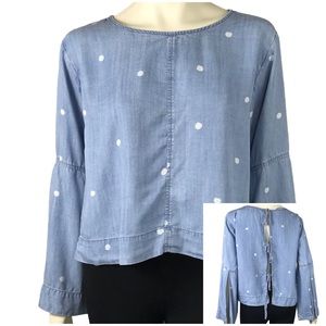 Cloth & Stone Polka Dot Chambray Tie Back